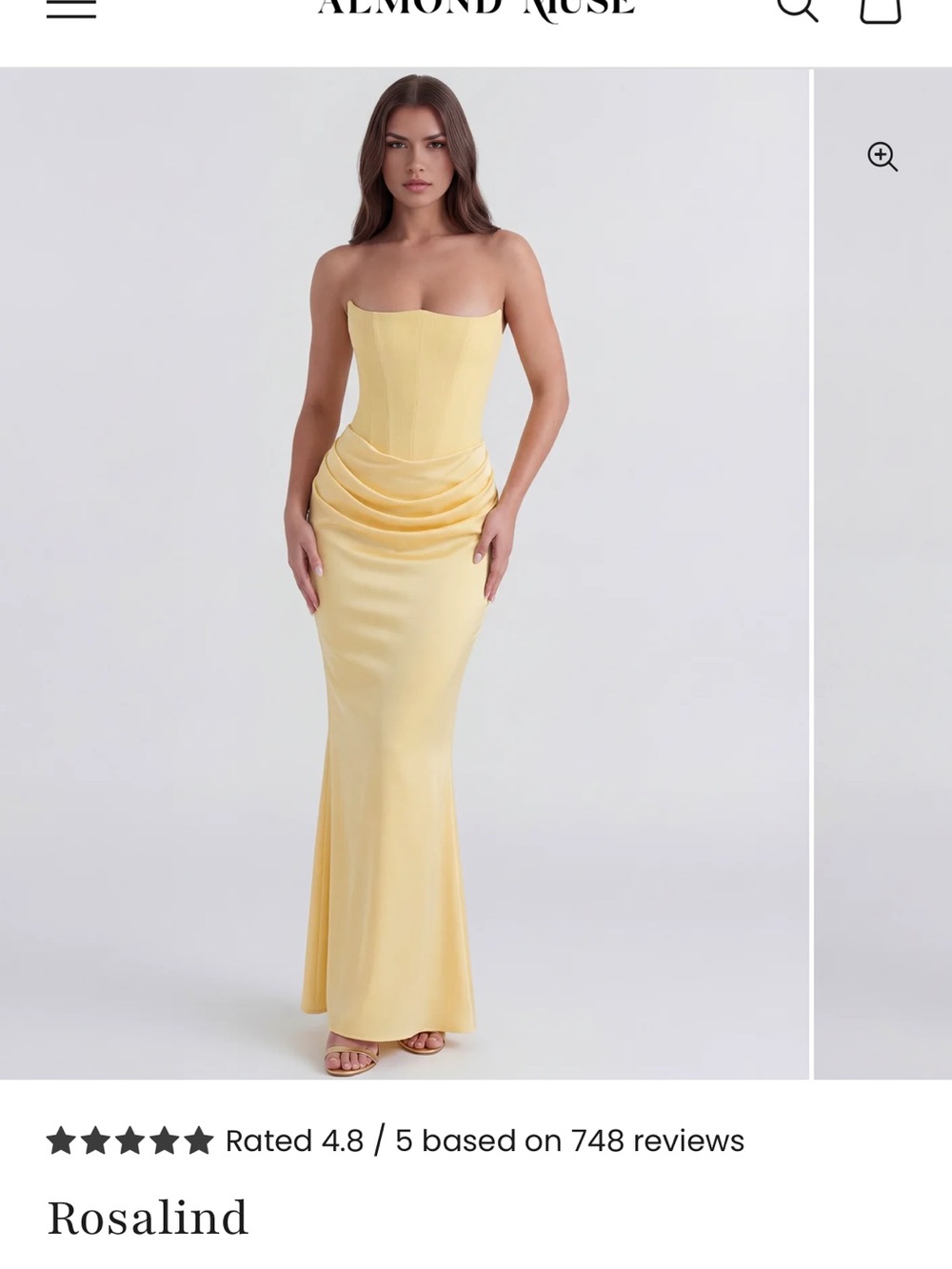Rosalind Strapless Yellow Evening Gown